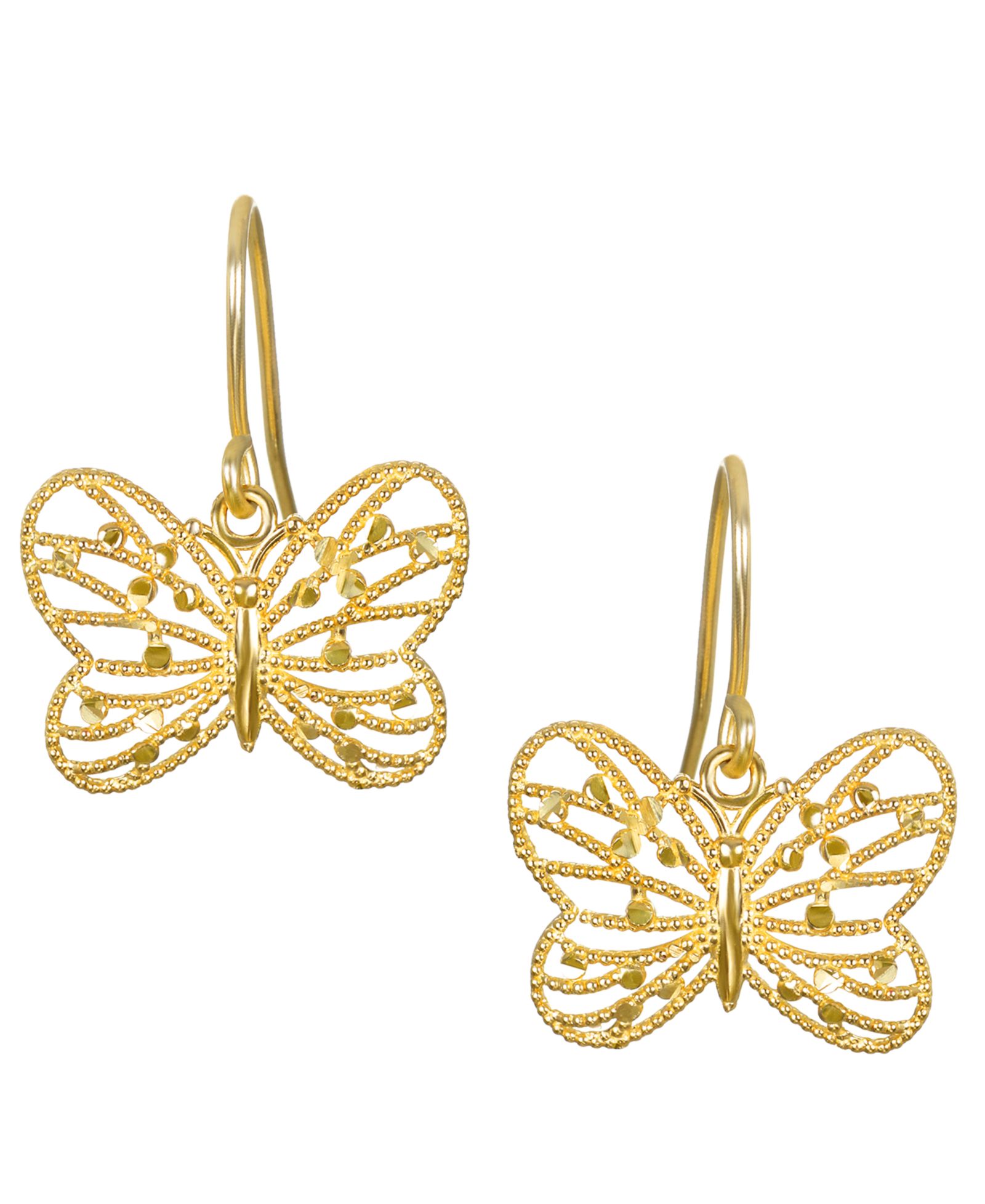 Серьги Macy's Diamond-Cut Butterfly 10k Yellow Gold