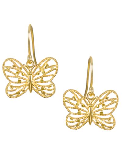 Серьги Macy's Diamond-Cut Butterfly 10k Yellow Gold
