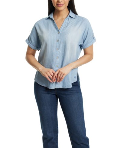 Gloria Vanderbilt Женская рубашка с коротким рукавом Demi Short-Sleeve