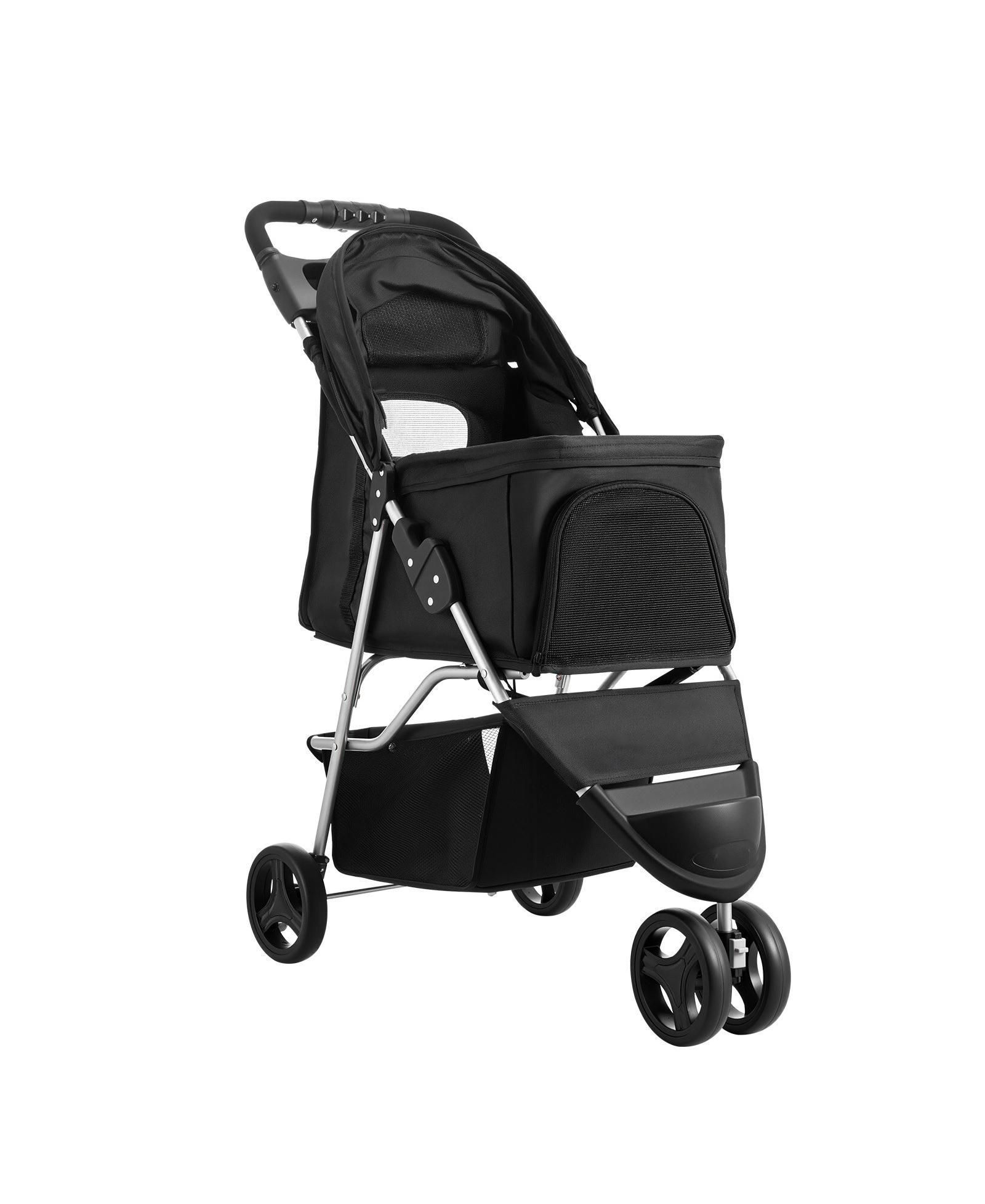 SUGIFT Pet Stroller 35 LB Foldable 3-Wheel Dog Stroller with Cup Holders