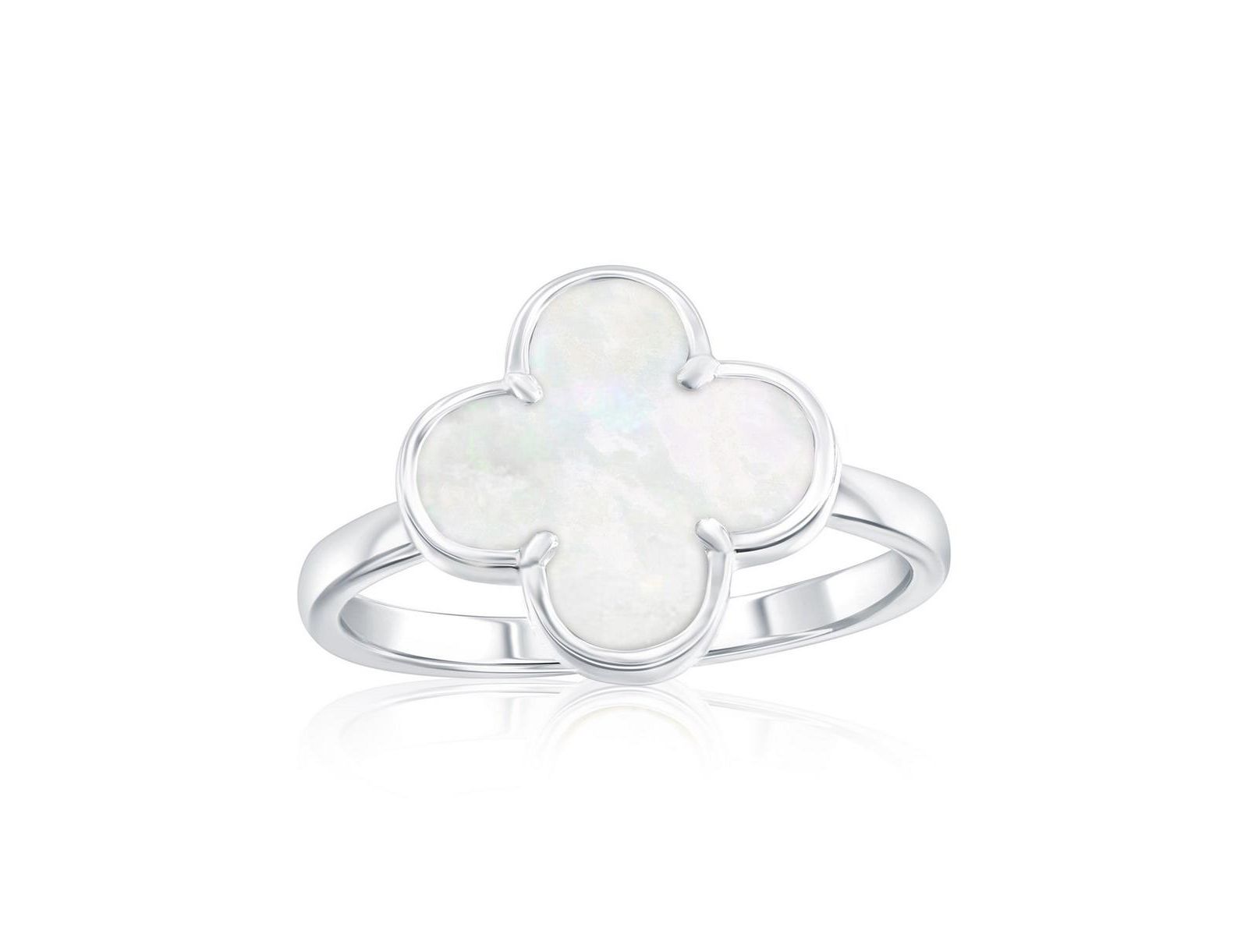 Simona Sterling Silver, Mother of Pearl Clover Ring