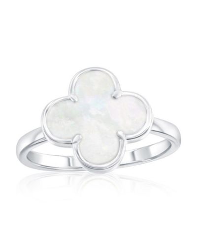 Simona Sterling Silver, Mother of Pearl Clover Ring