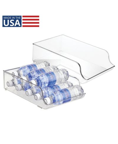 iDesign Water Bottle Organizer for Fridge - Set of 2 - Clear