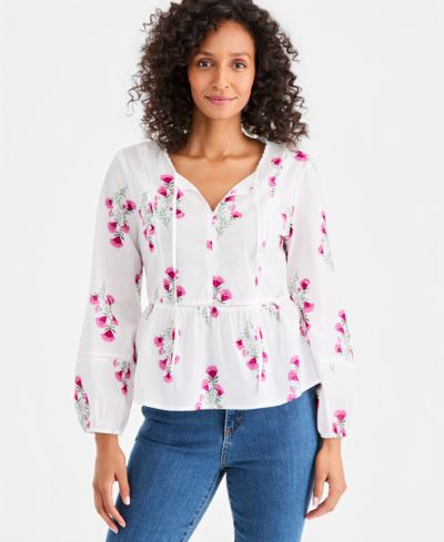Style & Co Женская блузка Peplum Popover, хлопок