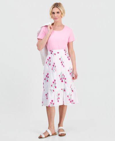 Style & Co Petite Cotton Floral-Embroidered Midi Skirt, Macy's Exclusive