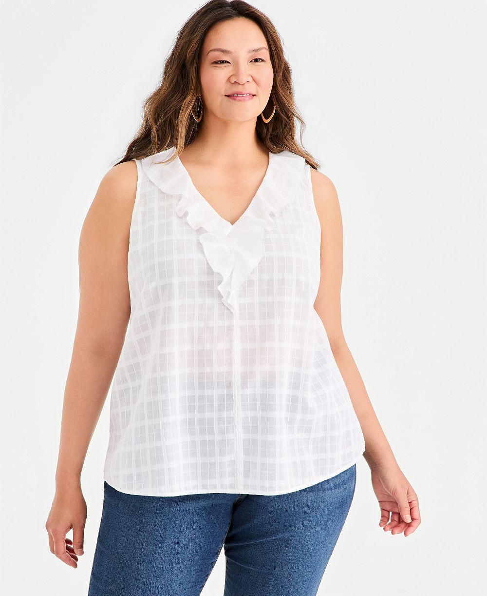 Женский топ Style & Co Plus Size Ruffle V-Neck Sleeveless