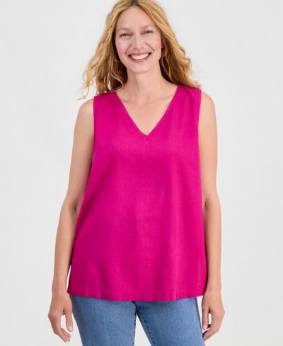 Style & Co Women's Sleeveless Linen V-Neck Tunic, Macy's Exclusive