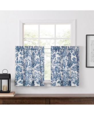 Ellis Curtain 2-Piece Victoria Park Toile Room Darkening Window Rod Pocket Pair Set With 2 Tiers