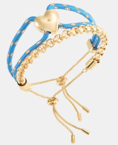 On 34th 2-Pc. Set Cord & Metal Link Slider Bracelets, Macy's Exclusive