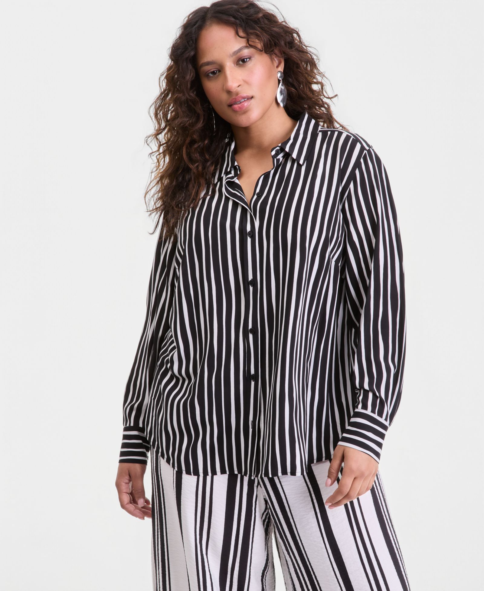 I.N.C. International Concepts Plus Size Printed Button-Up Top, Macy's Exclusive