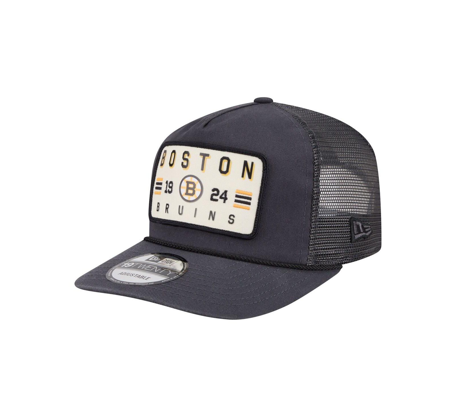 Мужская кепка-тракер New Era Boston Bruins Charcoal Washed Patch