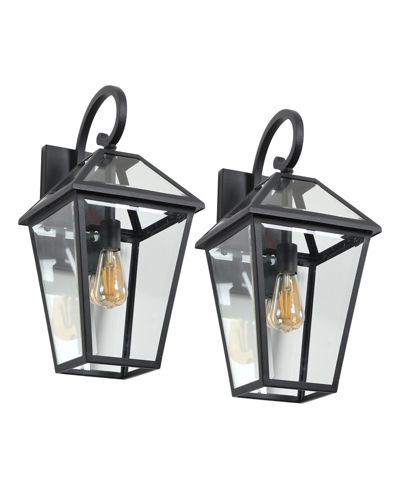 BUSDAYS 21"(H) 2-Pack Outdoor Wall Lantern Light – Modern Black Metal & Clear Glass Sconce для Porch, Patio, and Garden Lighting (Bulb Not Included)
