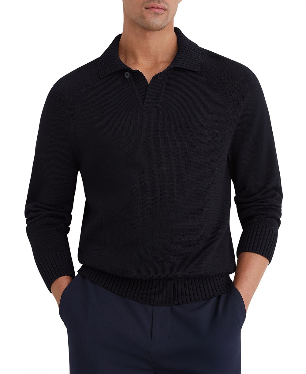 REISS мужской свитер с длинным рукавом и открытым воротником Ashdown