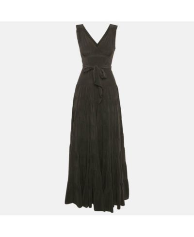 Pre-Owned Balenciaga Women's Black Silk Flared Maxi Dress