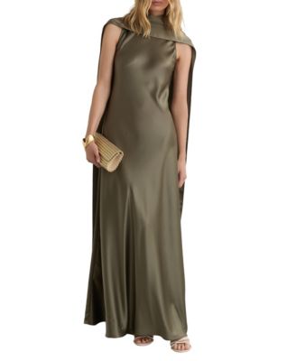 REISS Women's Satin Cape Maxi Dress