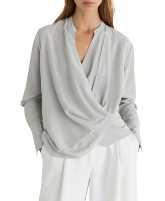 REISS Women's Lauren Matt Silk Drape Shirt