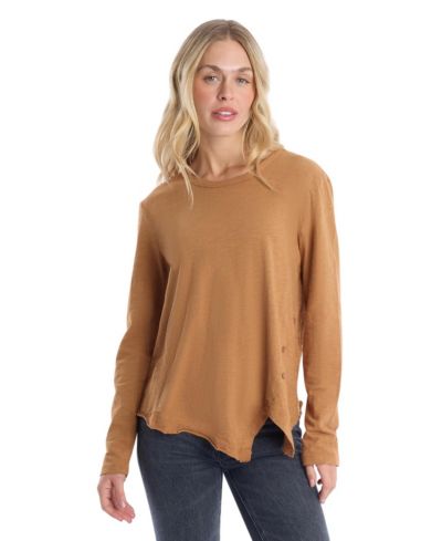 WILT Women's Clothing Long Sleeve with Asymmetrical Hem Tee