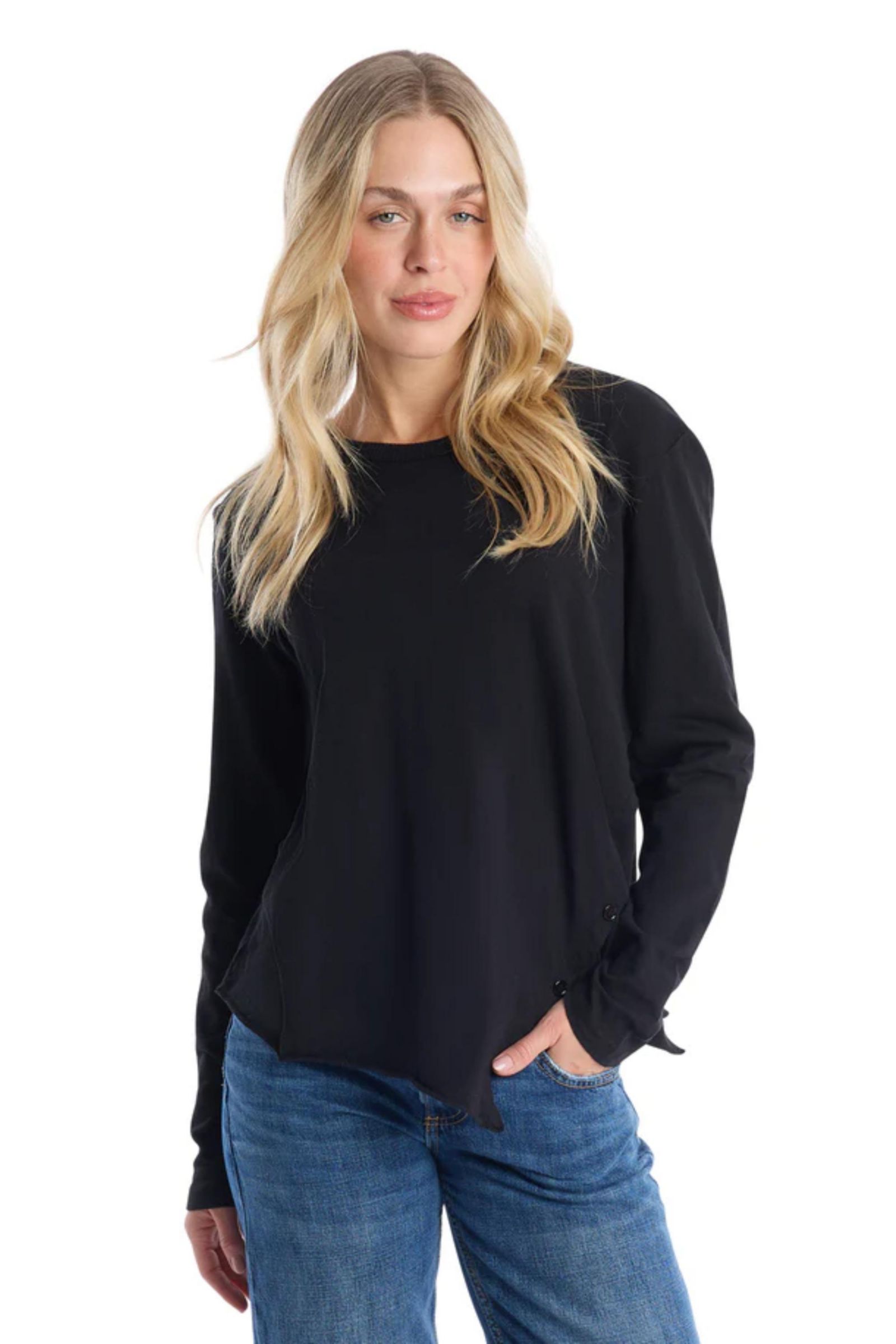 WILT Women's Clothing Long Sleeve with Asymmetrical Hem Tee