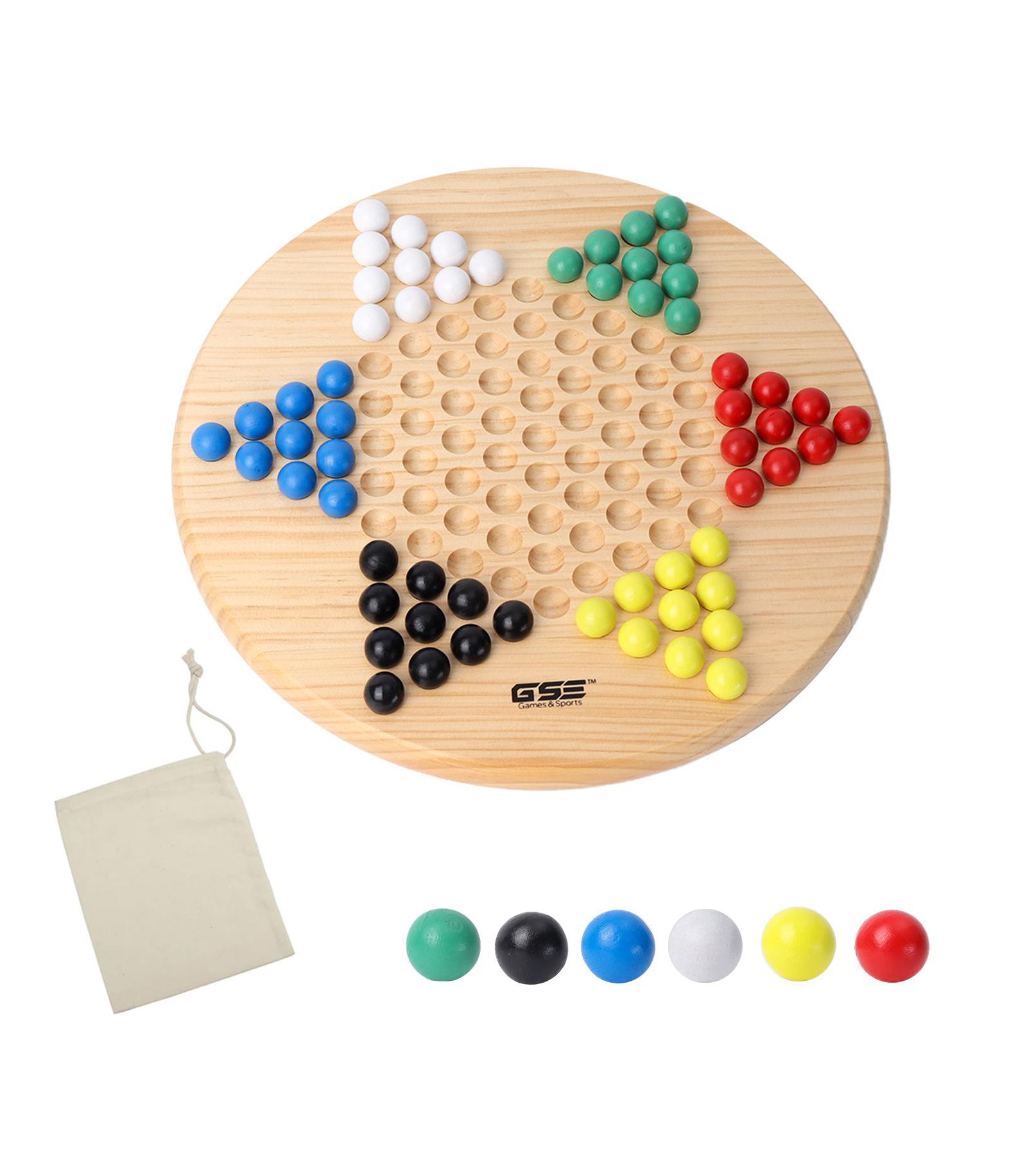 Gse Games & Sports Expert Classic Chinese Checkers Board Game, 66 Wooden Marbles, Ages 6+