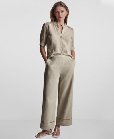 Женская рубашка DKNY Jeans Petite Short Puff-Sleeve Button-Front