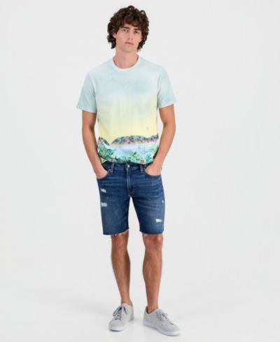 GUESS Мужские джинсовые шорты Slim-Fit с эффектом потертости