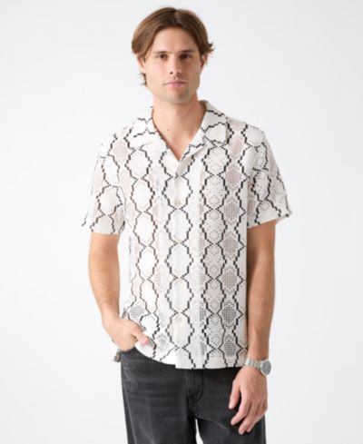 GUESS Мужская рубашка Carter Geometric Crochet Resort