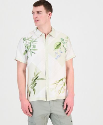 GUESS Men's Rayon Woven Bloom Shirt