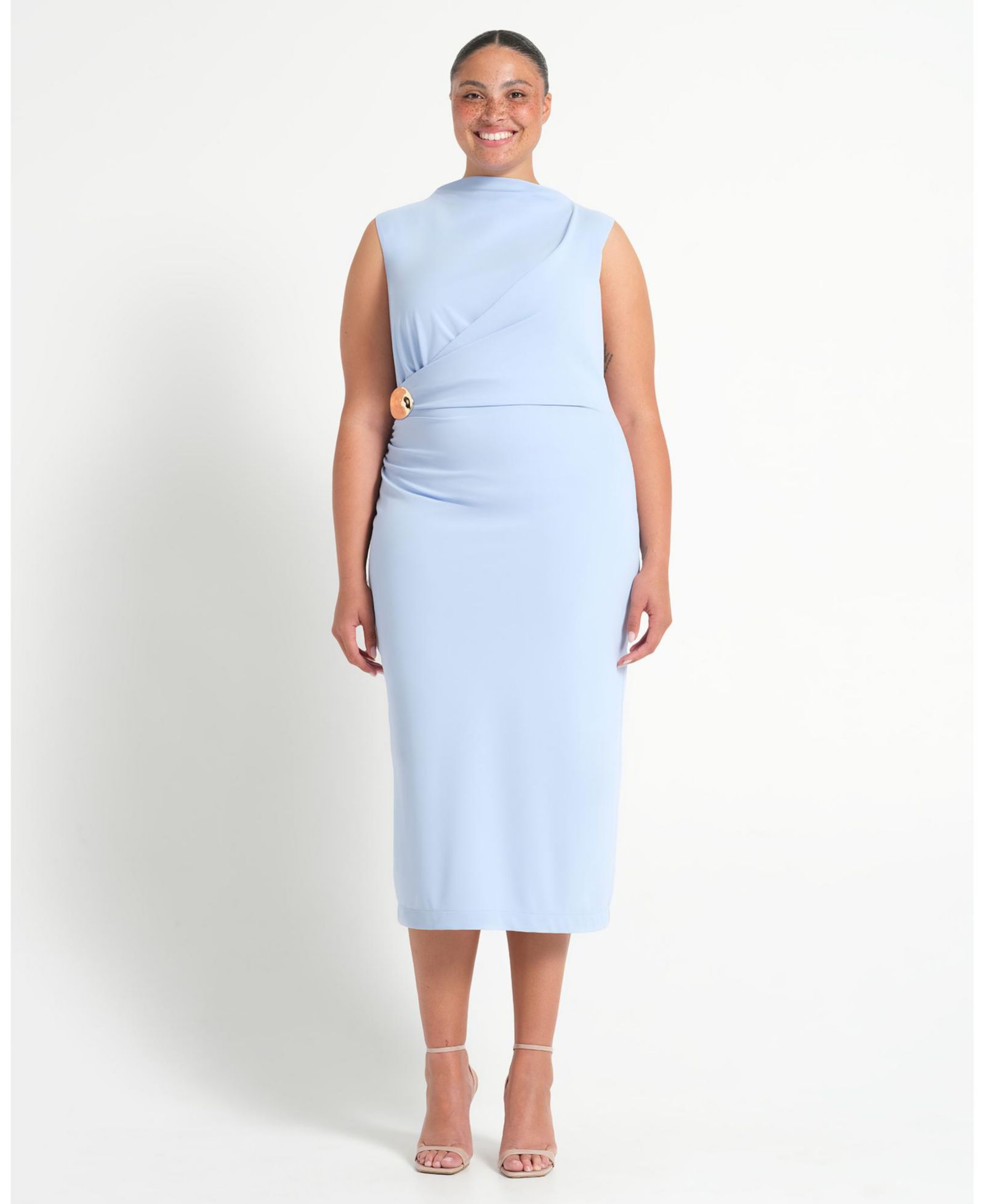 ESTELLE Plus Size Livia High-Neck Midi Dress