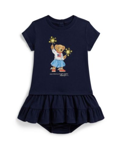 Комплект из 2 предметов Polo Ralph Lauren Baby Girls' Short Sleeve Polo Bear Tiered Dress and Bloomer