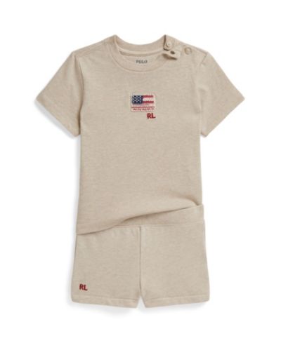 Polo Ralph Lauren Детский комплект из футболки Flag Jersey и шорт French Terry, 2-Piece Set
