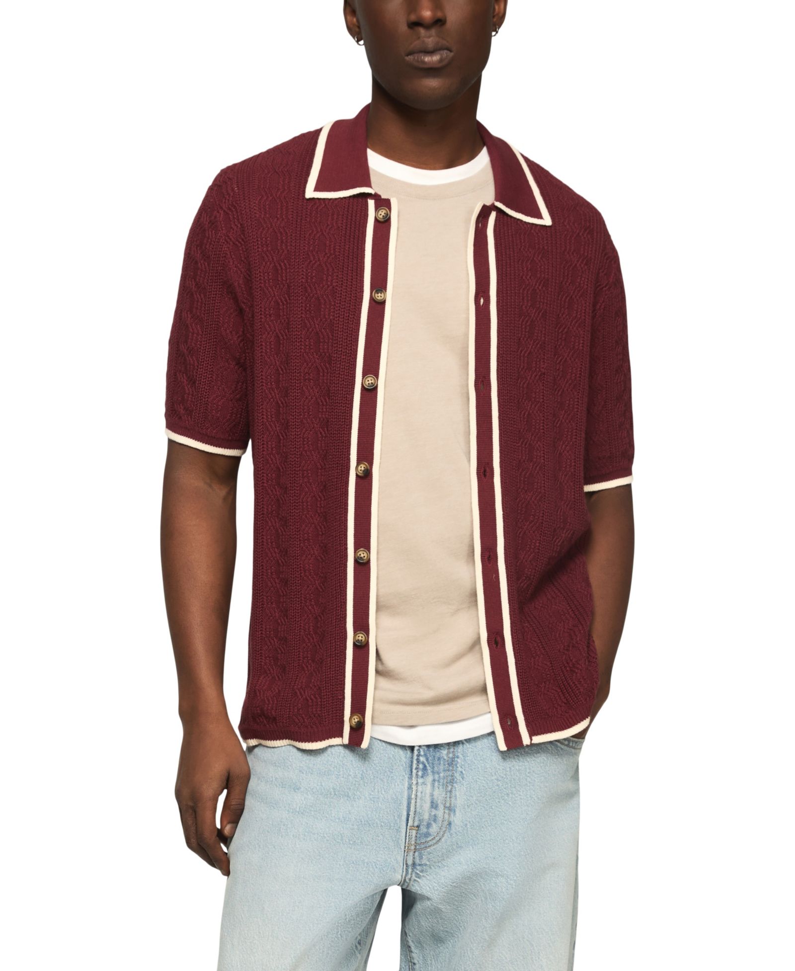 Lucky Brand Men's Piping Detail Button-Front Short-Sleeve Shirt
