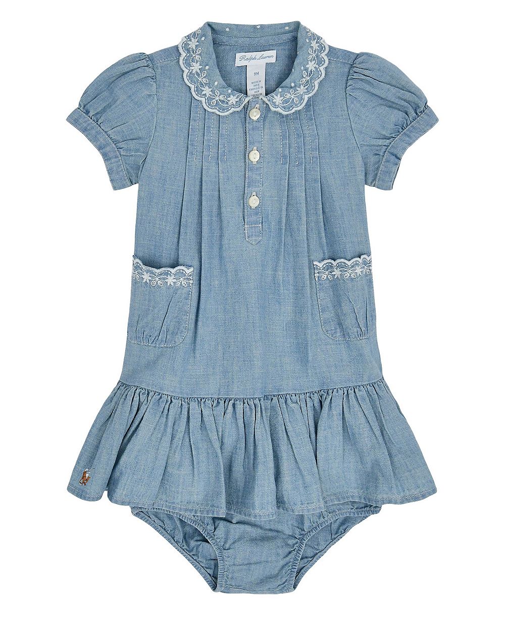 Детское платье и шорты Ralph Lauren Baby Girls' Indigo Cotton Chambray