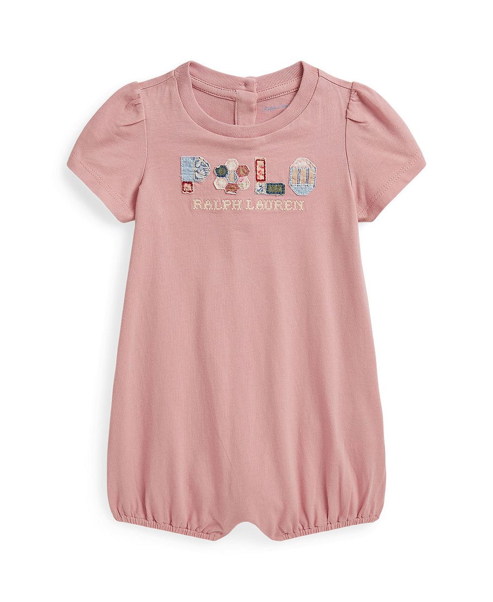Polo Ralph Lauren Baby Girls' Patchwork-Logo Bubble Shortall