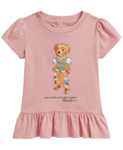 Детское хлопковое джерси-топ peplum Ralph Lauren Polo Bear для девочек