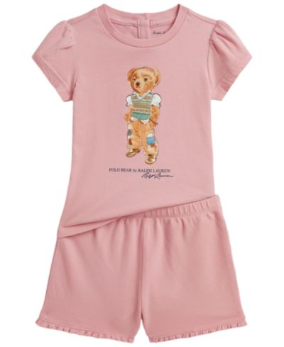 Комплект из 2 предметов Ralph Lauren Baby Girls' Polo Bear Jersey: футболка и шорты