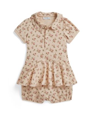 Polo Ralph Lauren Baby Girls' Floral Stretch Mesh Peplum Polo Shortall