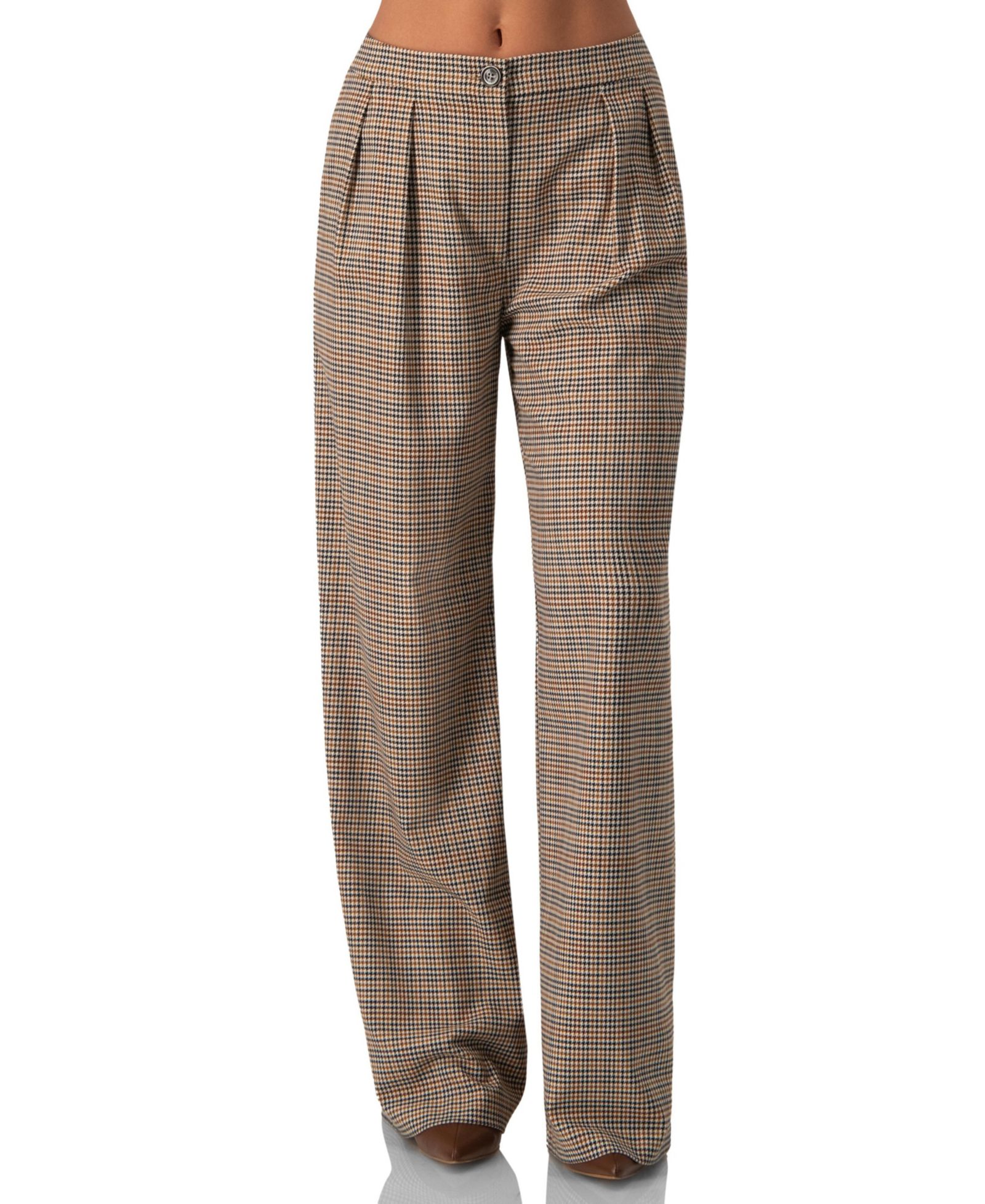 Ivonne Women's Straight Pleated Patterned Trousers