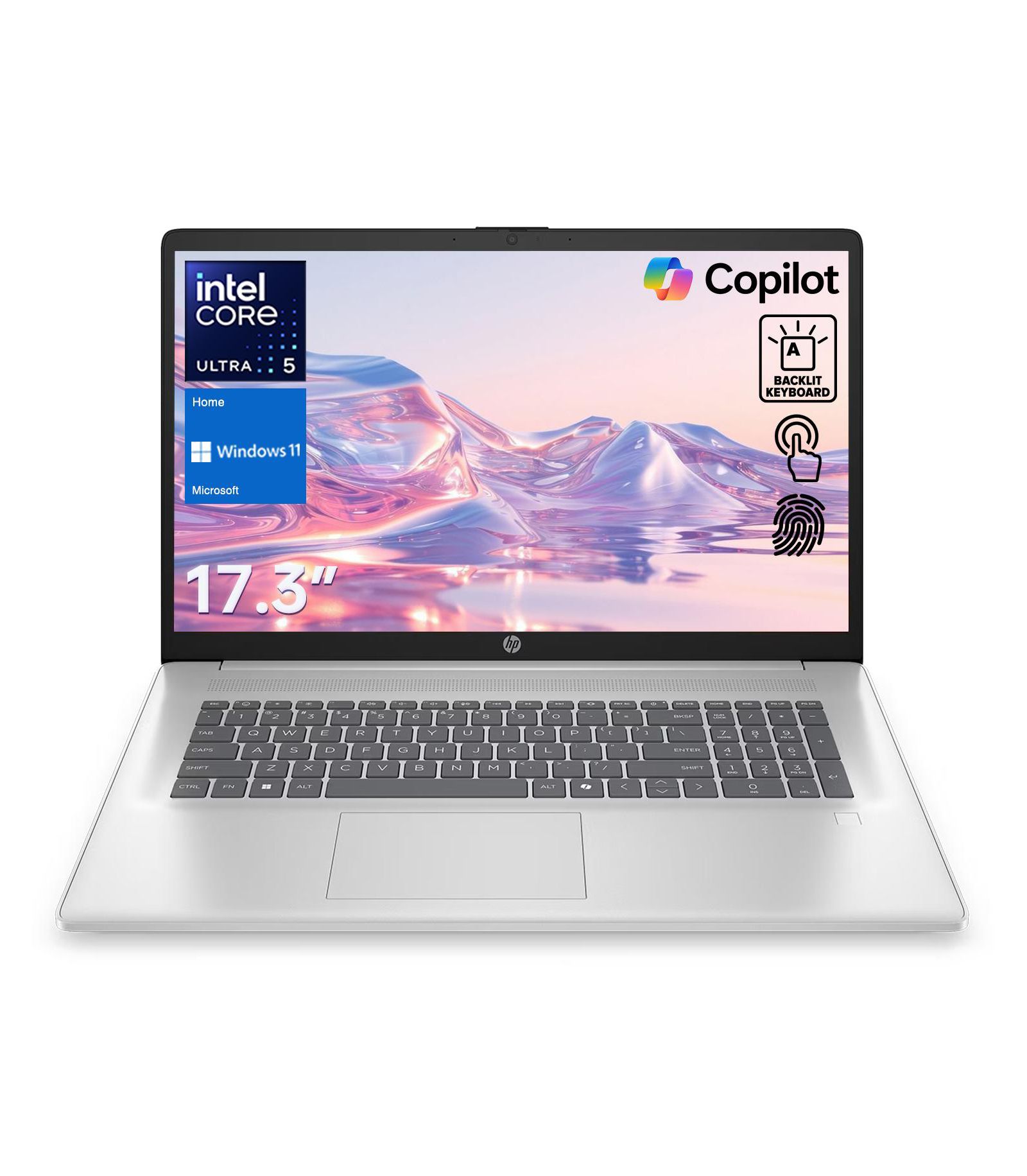 HP Essential ноутбук 17.3" Intel Core Ultra 5 255U 8GB RAM 512GB SSD Windows 11 Home HD+ 60Hz - Silver