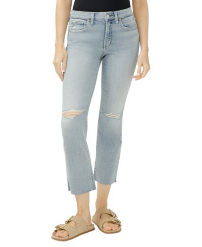 Женские джинсы Silver Jeans Co. Most Wanted Mid-Rise Cropped Straight-Leg Luxe Stretch