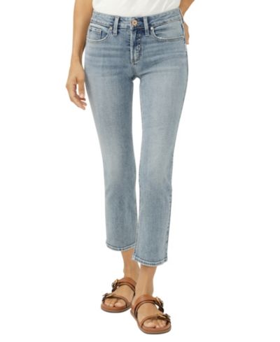 Silver Jeans Co. Women's Suki Mid-Rise Cropped Straight-Leg Jeans