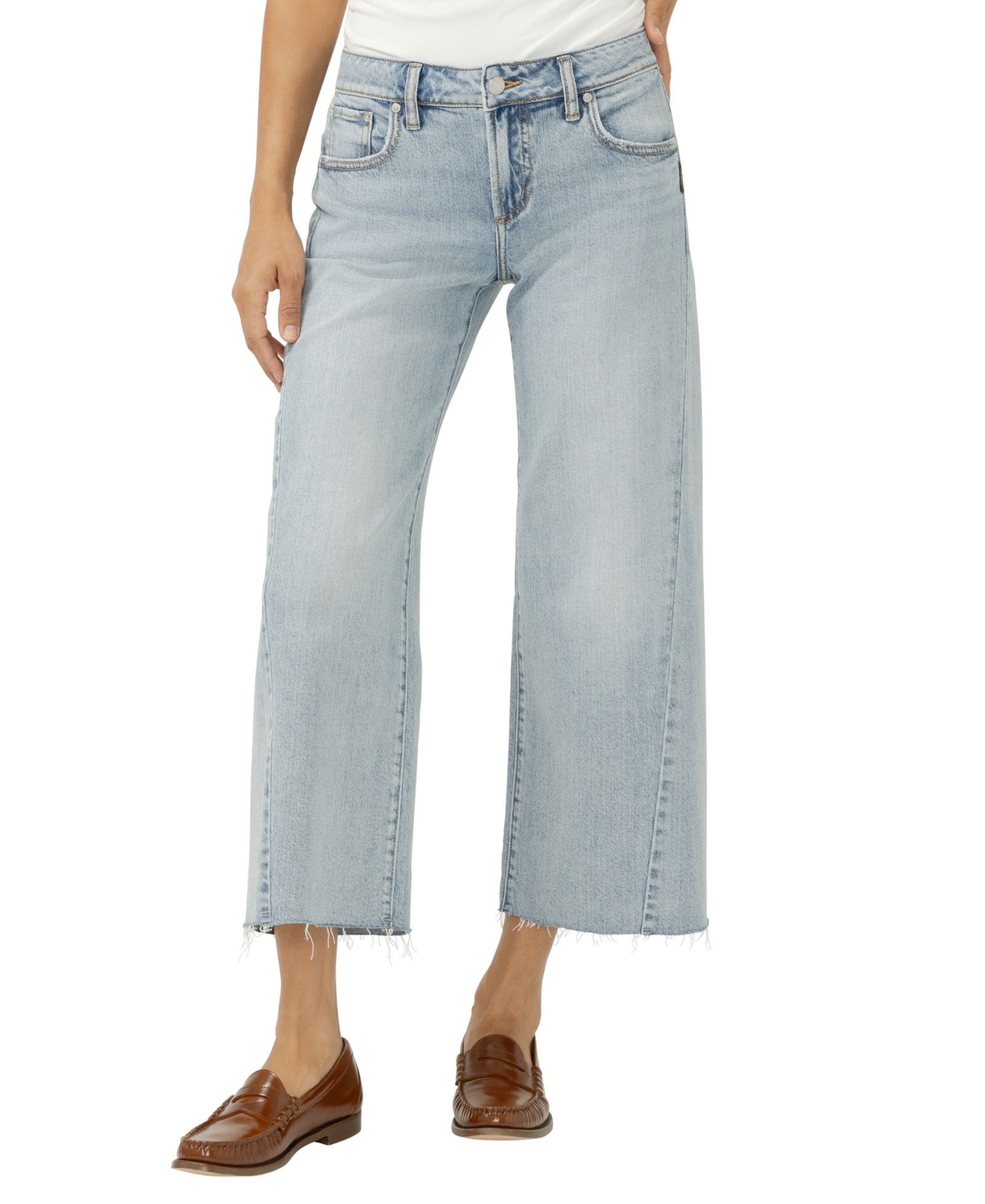 Silver Jeans Co. Women's Suki Mid-Rise Cropped Wide-Leg Jeans