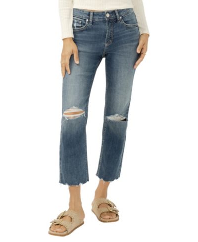Silver Jeans Co. Женские Avery High-Rise Straight-Leg Cropped Jeans