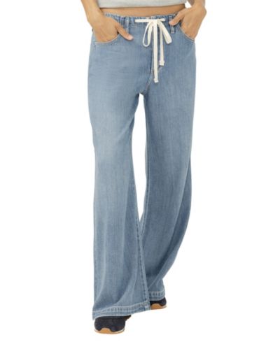 Silver Jeans Co. Women's Mid-Rise Wide-Leg Drawstring Ankle Jeans