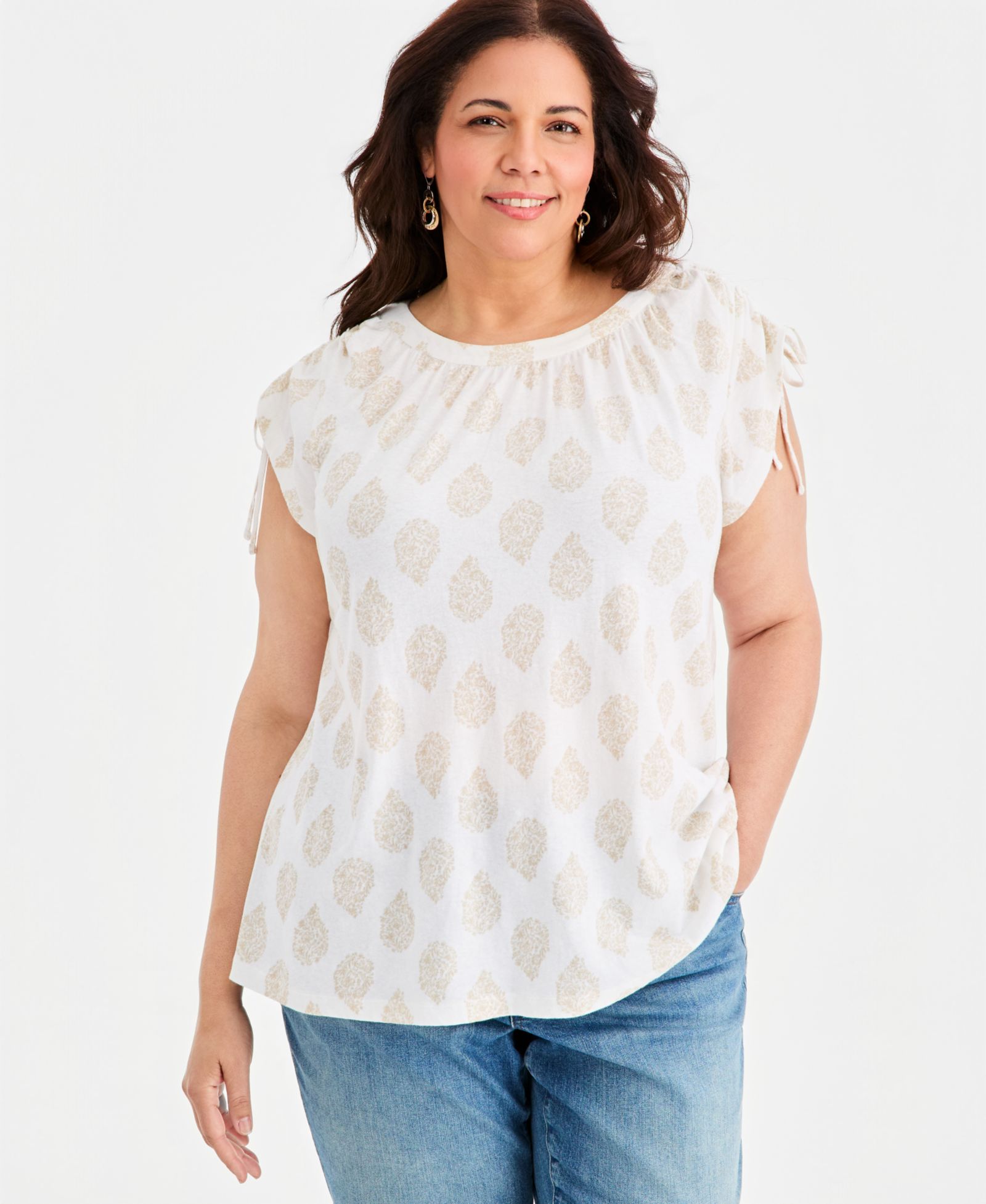 Style & Co Plus Size топ с принтом и драпировкой