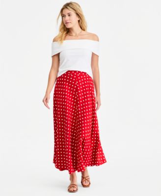 On 34th Women's Linen-Blend Midi Circle Skirt, Macy's Exclusive