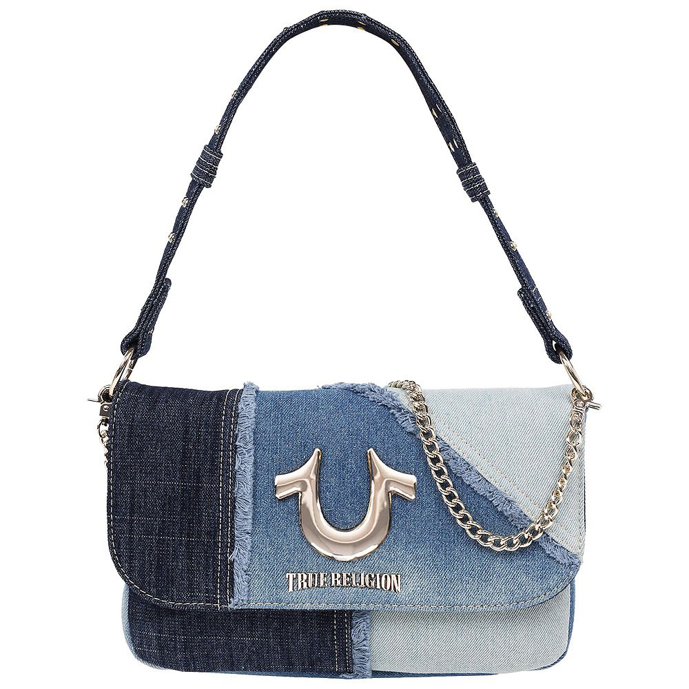 True Religion Сумка-хобго из денима с потертостями Horseshoe
