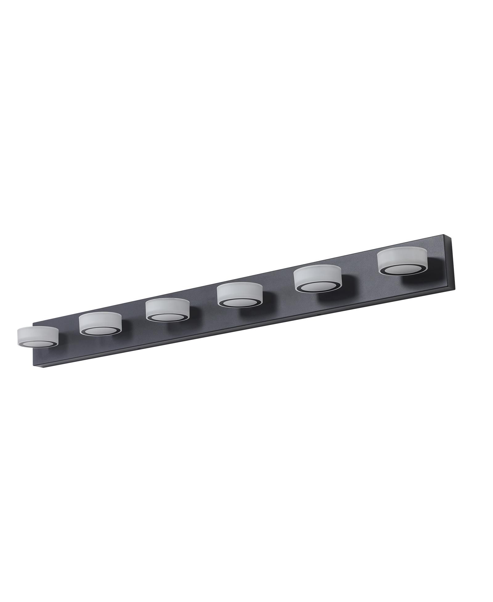 BUSDAYS 45" Modern 6-Light LED Vanity Light, Sleek Black Bathroom Wall Light Fixture for Mirror, Shower, and Bathroom Decor