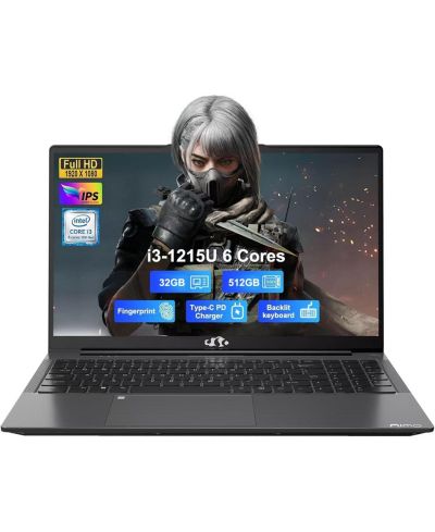 Ноутбук NIMO 15.6" IPS FHD, Intel 6 Cores i3-1215U, 32GB RAM, 512GB SSD, 4.4GHz