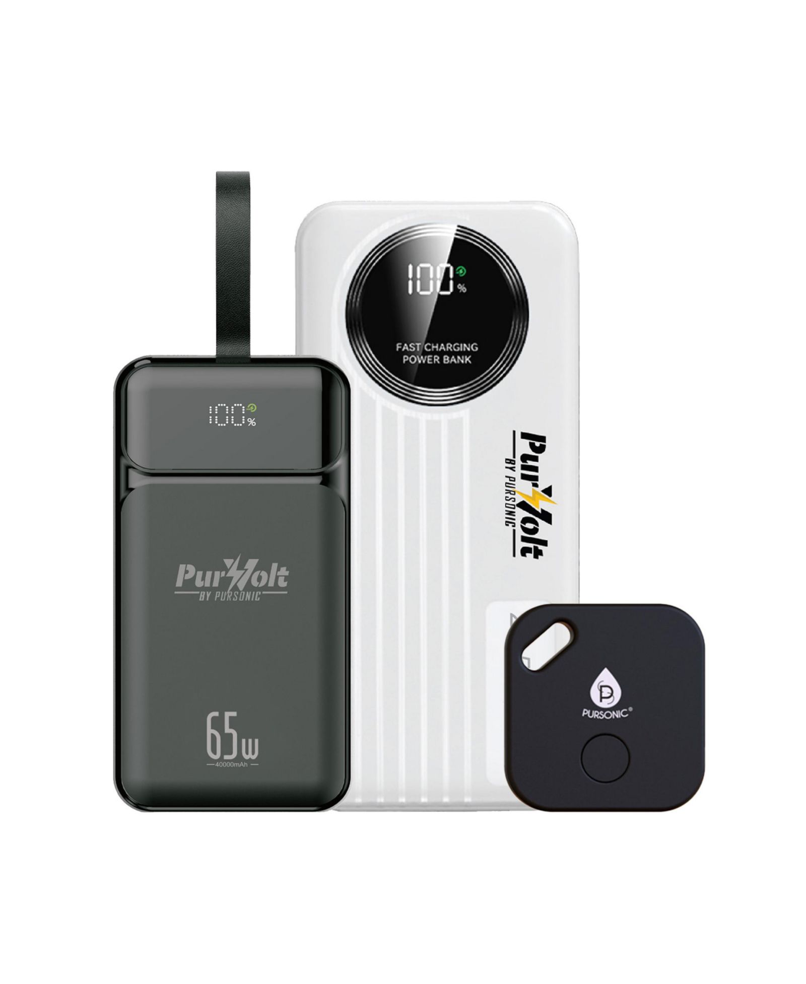 Набор PURSONIC Power & Protection: 40,000mAh Power Bank, LED Fast Charger & Smart Tracker