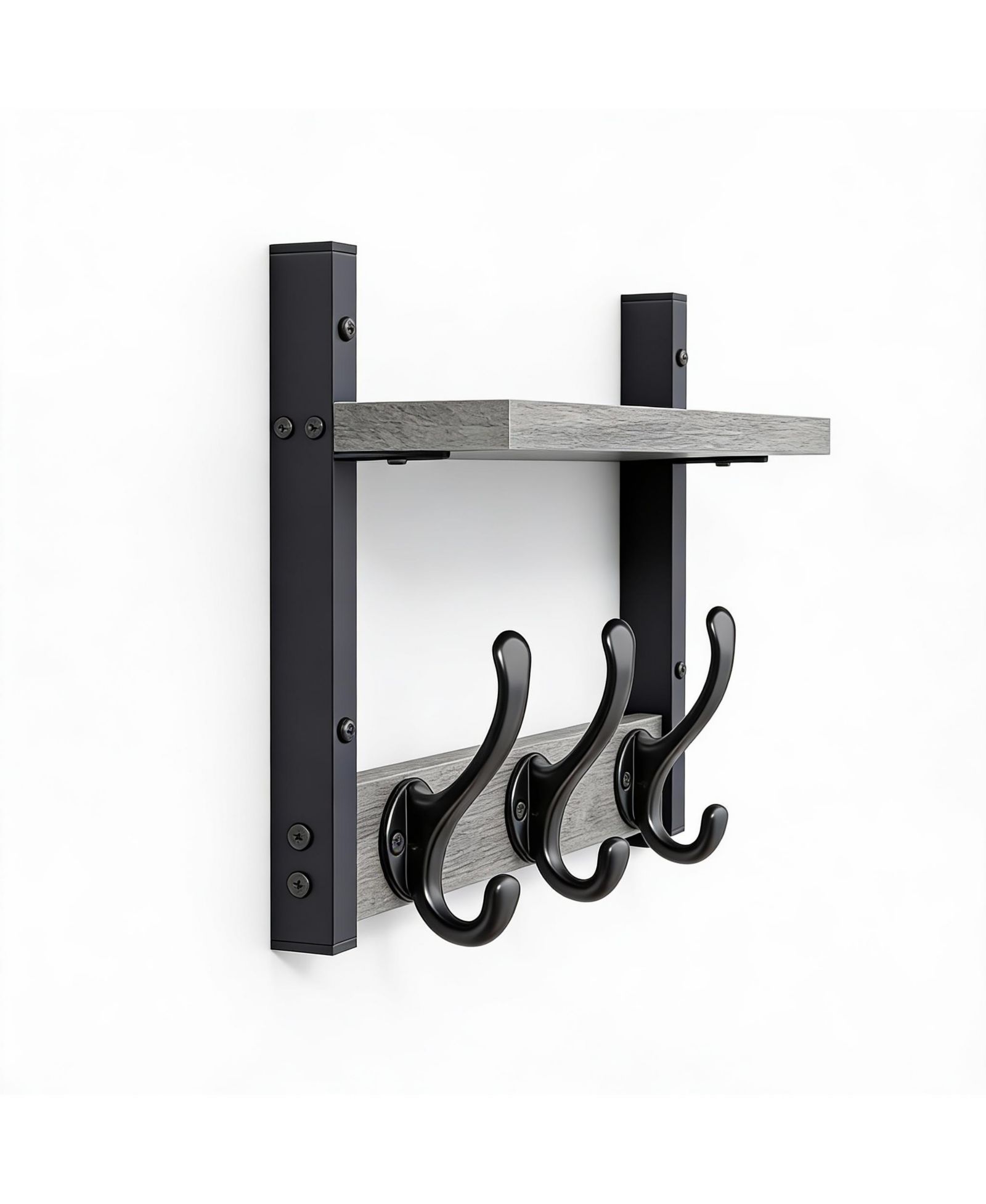 YIGII 20" Wall Shelf with Hooks - 60 lbs Capacity - Entryway Organizer - Stylish Decor